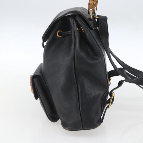 GUCCI Bamboo Backpack Leather Black Gold 003 1956 0030 Auth ka1325 main image 7